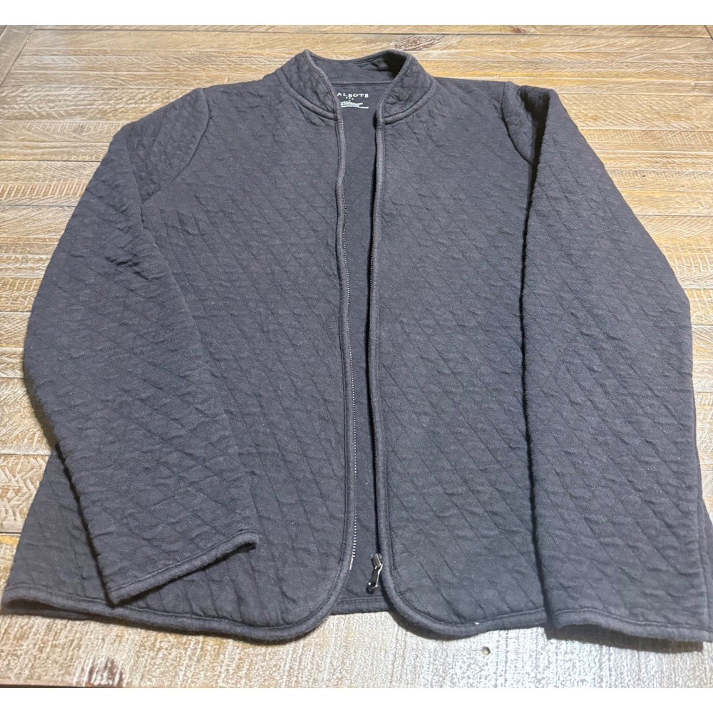 Talbots Quilted Jacket Women Small Gray Mock Neck Full Zip Cotton Blend Preloved - Picture 5 of 6
